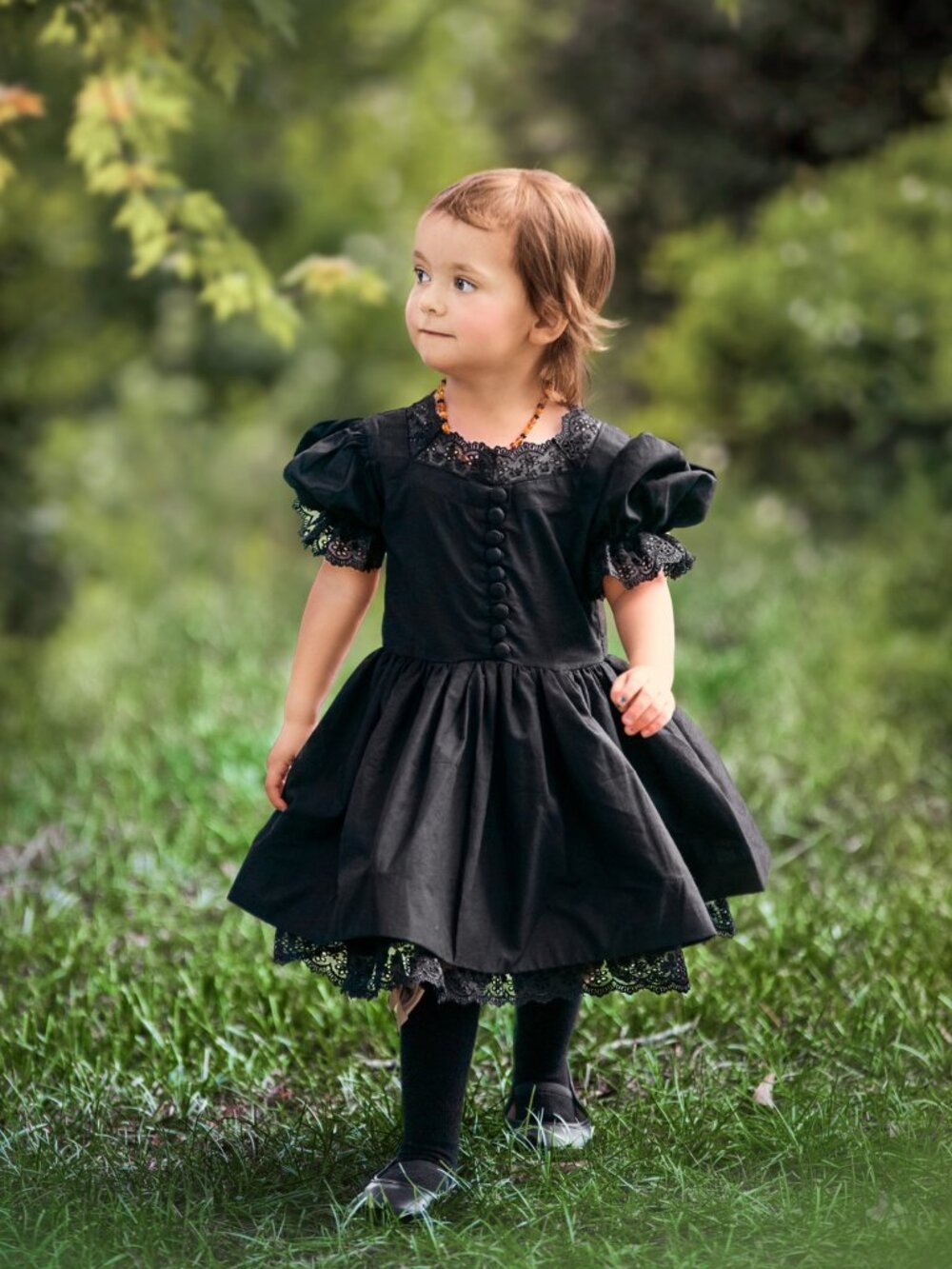Short black dress, witch dress, black costume costume dress for girls